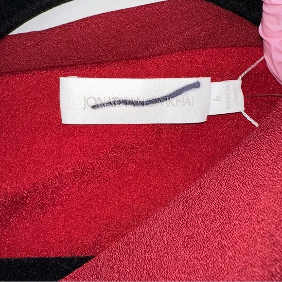 Jonathan Simkhai Cutout Crepe De Chine Top in Crimson Size 6 - Picture 4 of 11